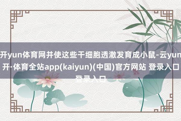 开yun体育网并使这些干细胞透澈发育成小鼠-云yun开·体育全站app(kaiyun)(中国)官方网站 登录入口