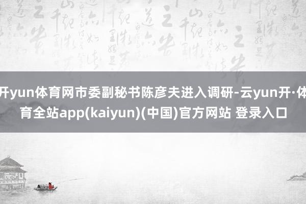 开yun体育网市委副秘书陈彦夫进入调研-云yun开·体育全站app(kaiyun)(中国)官方网站 登录入口