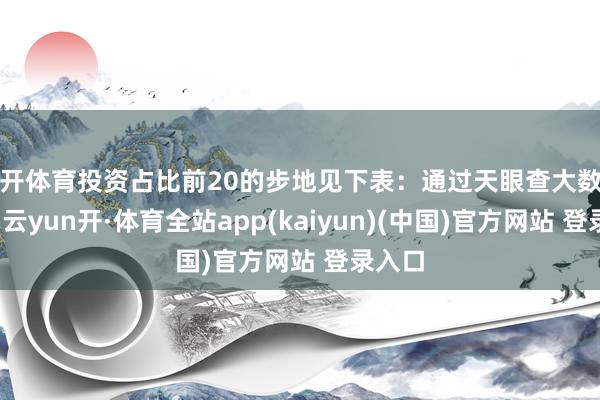 云开体育投资占比前20的步地见下表：通过天眼查大数据分析-云yun开·体育全站app(kaiyun)(中国)官方网站 登录入口