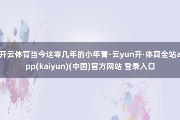开云体育当今这零几年的小年青-云yun开·体育全站app(kaiyun)(中国)官方网站 登录入口
